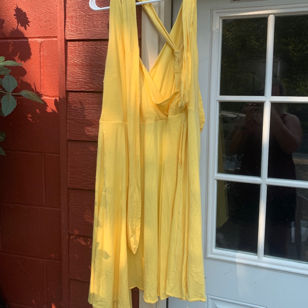 Yellow wrap around dress